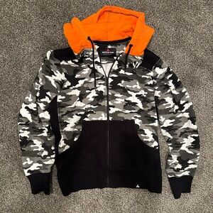 American Giant Camouflage Jacket with Orange Hood